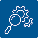 illustration of magnifying glass and gears